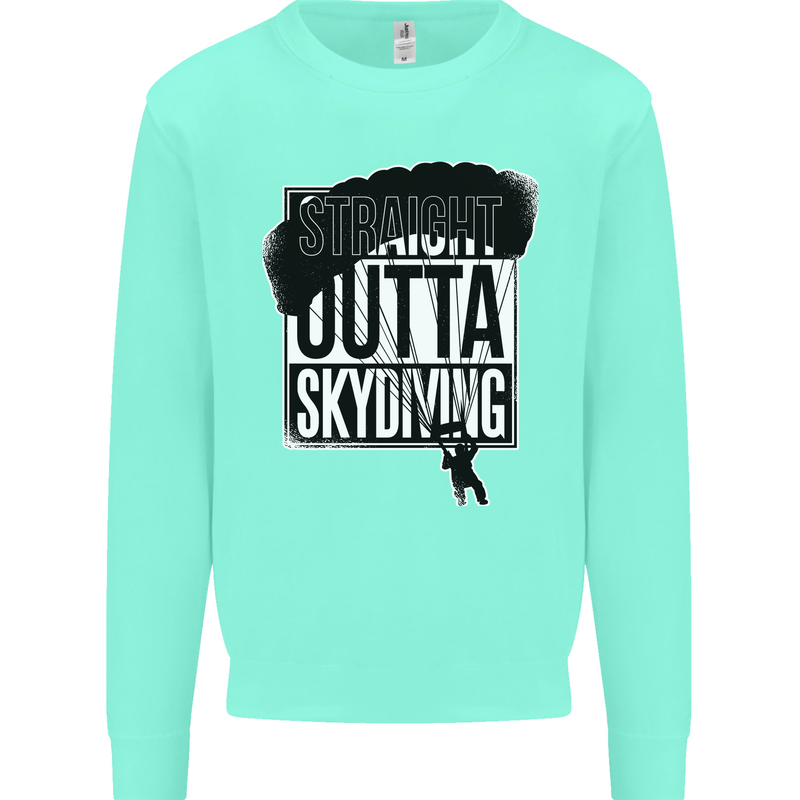 Straight Outta Skydiving Funny Freefall Mens Sweatshirt Jumper Peppermint