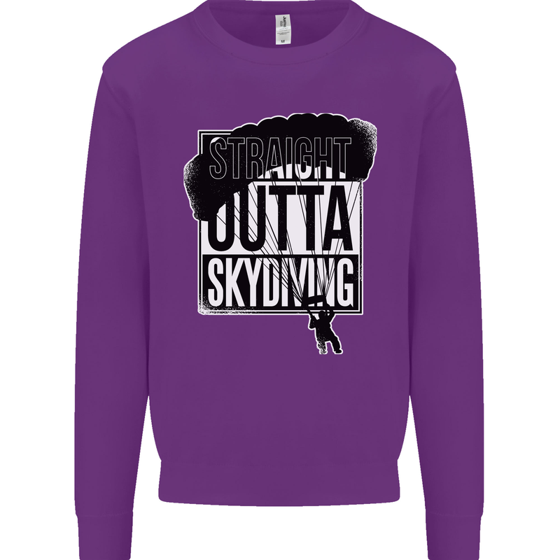Straight Outta Skydiving Funny Freefall Mens Sweatshirt Jumper Purple