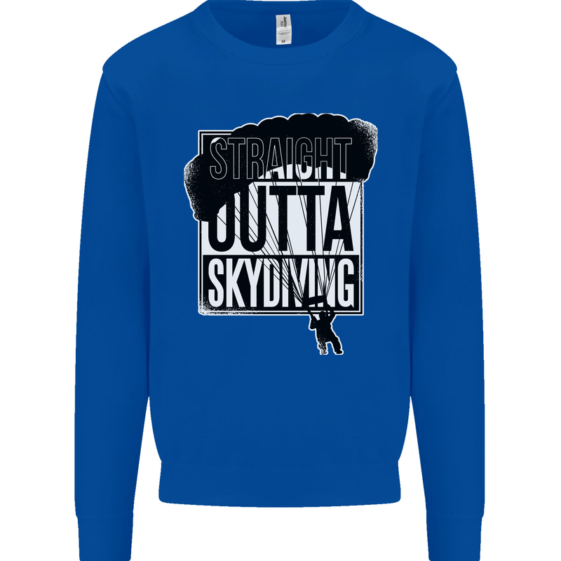 Straight Outta Skydiving Funny Freefall Mens Sweatshirt Jumper Royal Blue