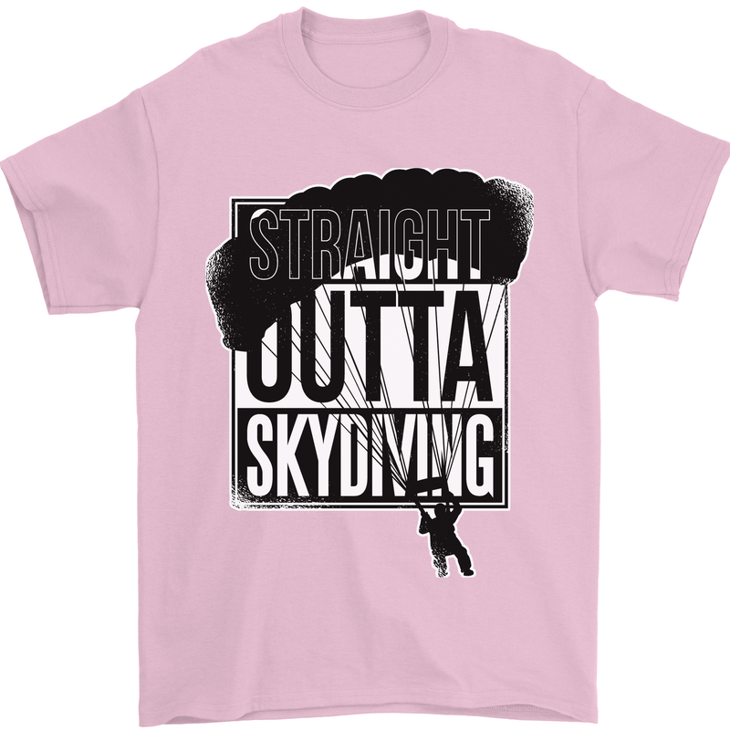 Straight Outta Skydiving Funny Freefall Mens T-Shirt Cotton Gildan Light Pink