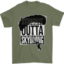 Straight Outta Skydiving Funny Freefall Mens T-Shirt Cotton Gildan Military Green