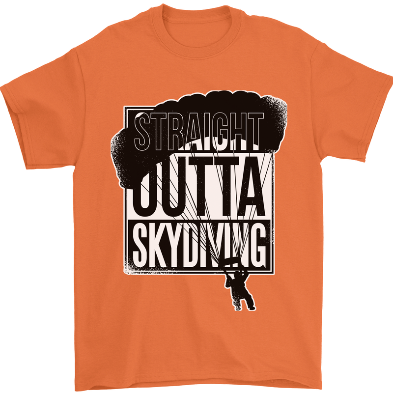 Straight Outta Skydiving Funny Freefall Mens T-Shirt Cotton Gildan Orange
