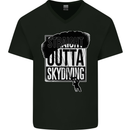 Straight Outta Skydiving Funny Freefall Mens V-Neck Cotton T-Shirt Black