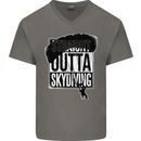 Straight Outta Skydiving Funny Freefall Mens V-Neck Cotton T-Shirt Charcoal