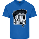 Straight Outta Skydiving Funny Freefall Mens V-Neck Cotton T-Shirt Royal Blue