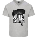 Straight Outta Skydiving Funny Freefall Mens V-Neck Cotton T-Shirt Sports Grey
