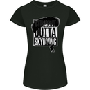 Straight Outta Skydiving Funny Freefall Womens Petite Cut T-Shirt Black