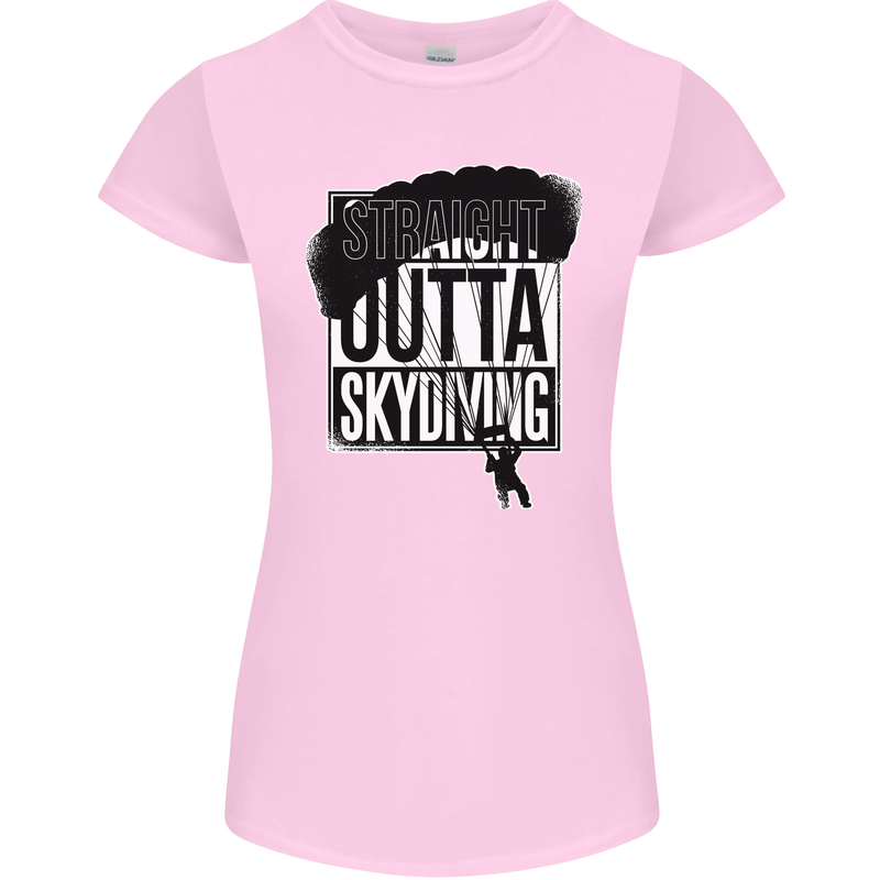 Straight Outta Skydiving Funny Freefall Womens Petite Cut T-Shirt Light Pink