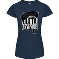 Straight Outta Skydiving Funny Freefall Womens Petite Cut T-Shirt Navy Blue