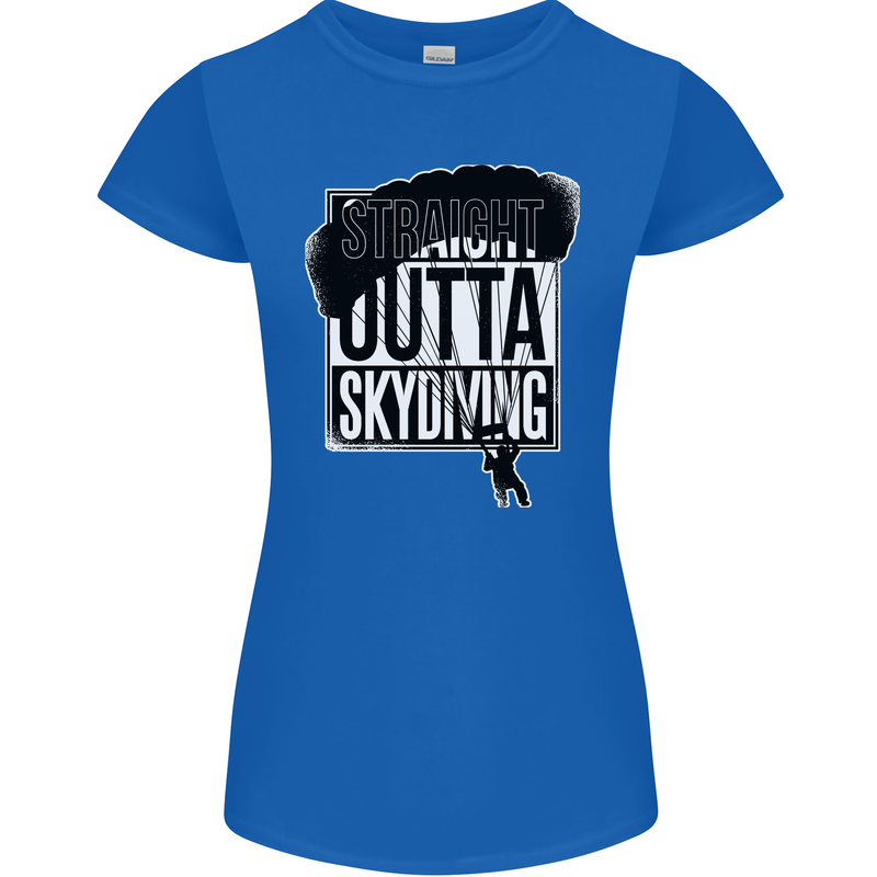 Straight Outta Skydiving Funny Freefall Womens Petite Cut T-Shirt Royal Blue