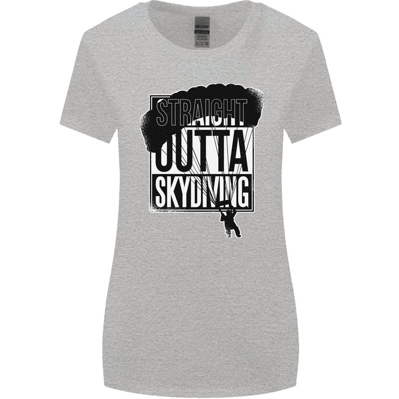 Straight Outta Skydiving Funny Freefall Womens Wider Cut T-Shirt Sports Grey