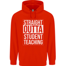 Straight Outta Student Teaching Teacher Mens 80% Cotton Hoodie Bright Red