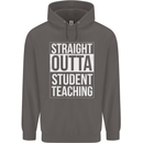 Straight Outta Student Teaching Teacher Mens 80% Cotton Hoodie Charcoal