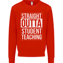 Straight Outta Student Teaching Teacher Mens Sweatshirt Jumper Bright Red