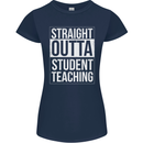 Straight Outta Student Teaching Teacher Womens Petite Cut T-Shirt Navy Blue