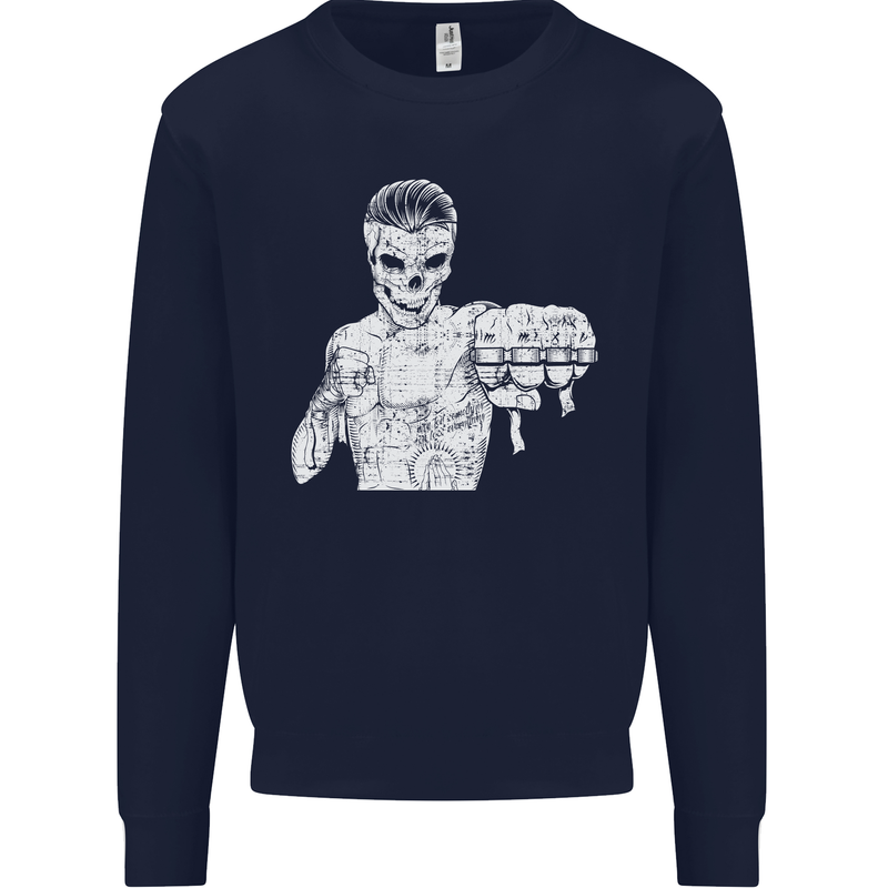 Street Fighter MMA Bare Knuckle Fighting Kids Sweatshirt Jumper Navy Blue