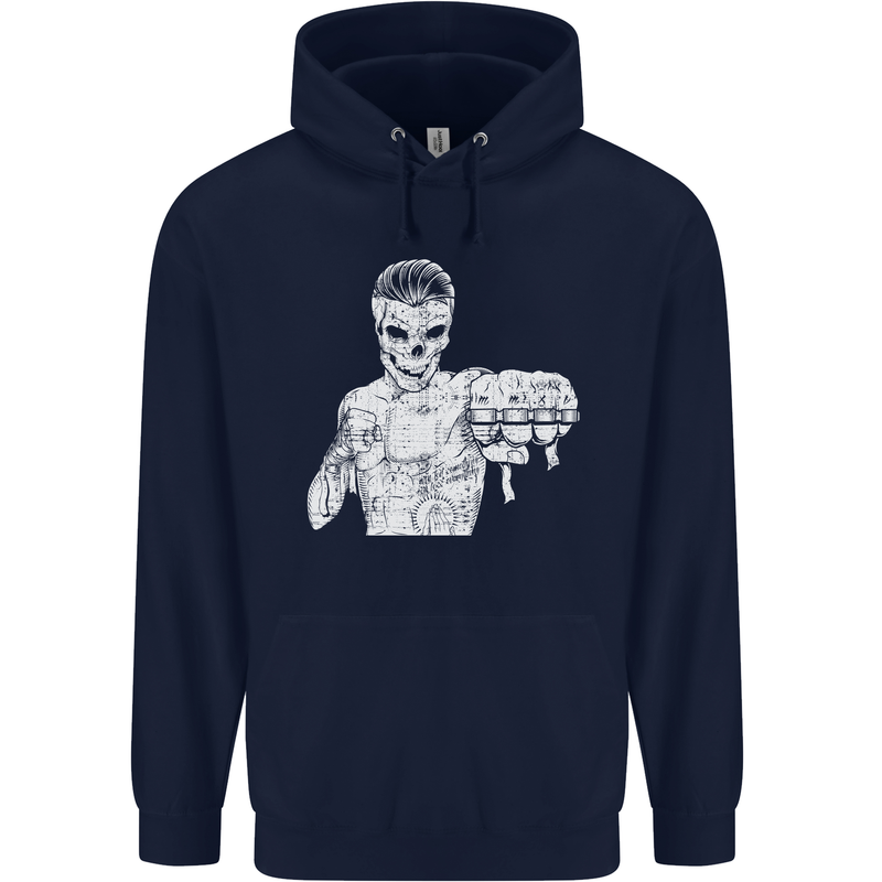 Street Fighter MMA Bare Knuckle Fighting Mens 80% Cotton Hoodie Navy Blue