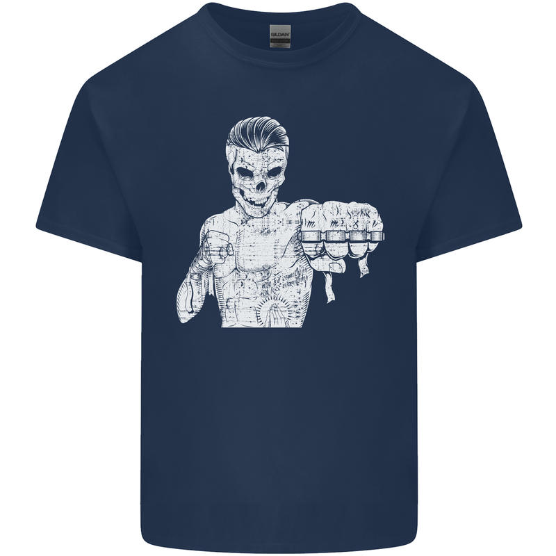 Street Fighter MMA Bare Knuckle Fighting Mens Cotton T-Shirt Tee Top Navy Blue