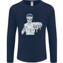 Street Fighter MMA Bare Knuckle Fighting Mens Long Sleeve T-Shirt Navy Blue