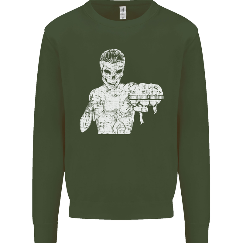 Street Fighter MMA Bare Knuckle Fighting Mens Sweatshirt Jumper Forest Green