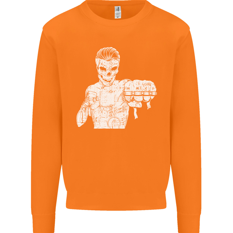 Street Fighter MMA Bare Knuckle Fighting Mens Sweatshirt Jumper Orange