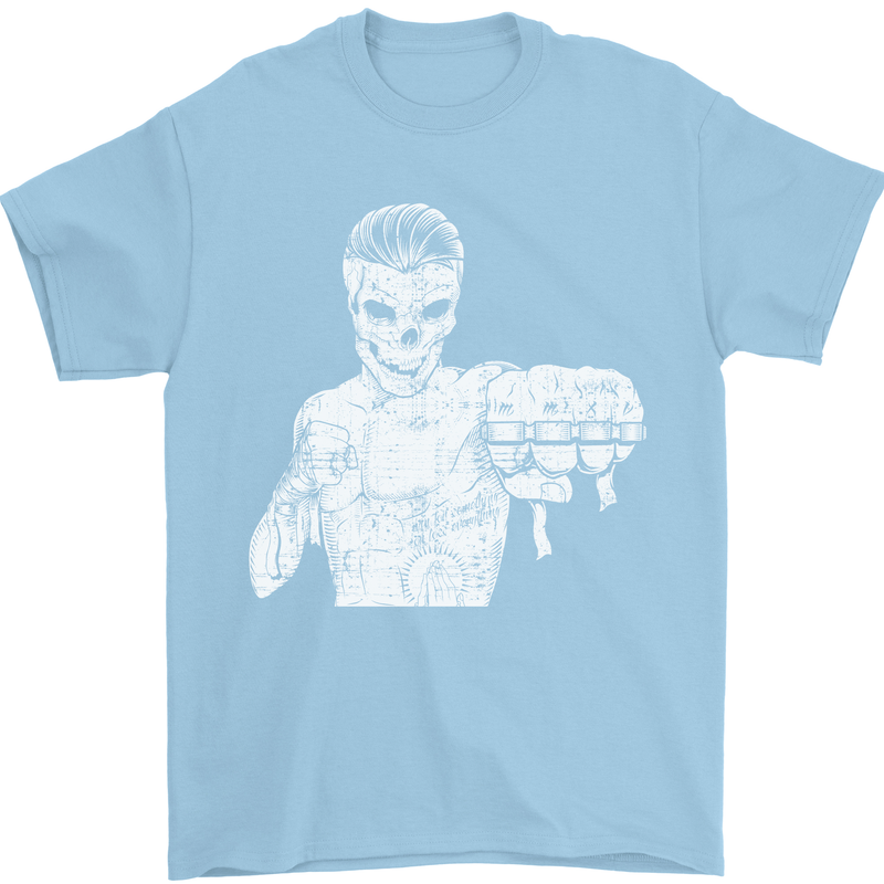 Street Fighter MMA Bare Knuckle Fighting Mens T-Shirt Cotton Gildan Light Blue