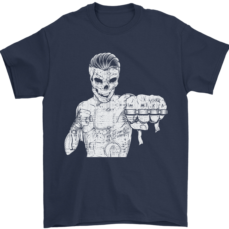 Street Fighter MMA Bare Knuckle Fighting Mens T-Shirt Cotton Gildan Navy Blue