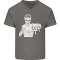 Street Fighter MMA Bare Knuckle Fighting Mens V-Neck Cotton T-Shirt Charcoal