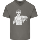 Street Fighter MMA Bare Knuckle Fighting Mens V-Neck Cotton T-Shirt Charcoal