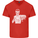 Street Fighter MMA Bare Knuckle Fighting Mens V-Neck Cotton T-Shirt Red