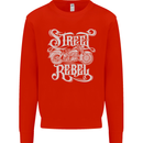 Street Rebel Motorcycles Motorbike Biker Kids Sweatshirt Jumper Bright Red