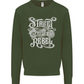 Street Rebel Motorcycles Motorbike Biker Kids Sweatshirt Jumper Forest Green