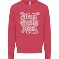 Street Rebel Motorcycles Motorbike Biker Kids Sweatshirt Jumper Heliconia