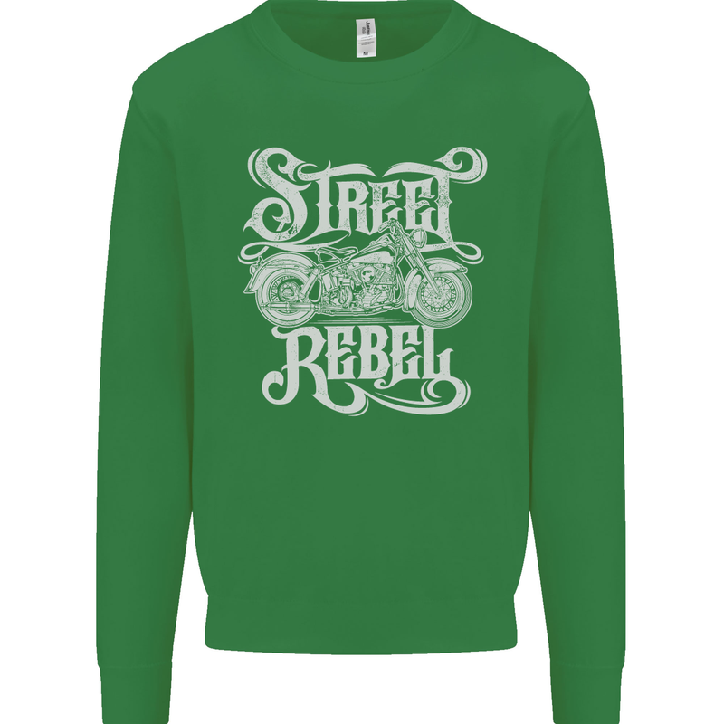 Street Rebel Motorcycles Motorbike Biker Kids Sweatshirt Jumper Irish Green