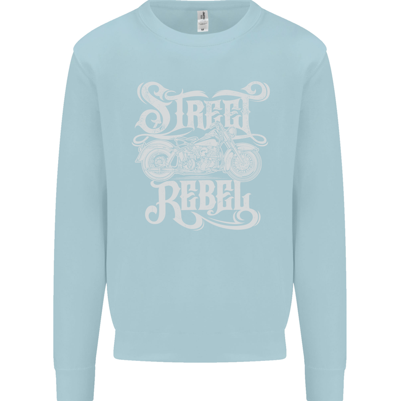 Street Rebel Motorcycles Motorbike Biker Kids Sweatshirt Jumper Light Blue