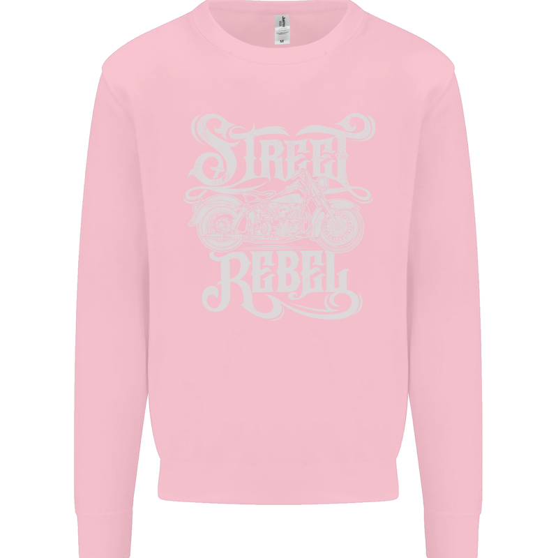 Street Rebel Motorcycles Motorbike Biker Kids Sweatshirt Jumper Light Pink
