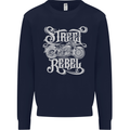 Street Rebel Motorcycles Motorbike Biker Kids Sweatshirt Jumper Navy Blue