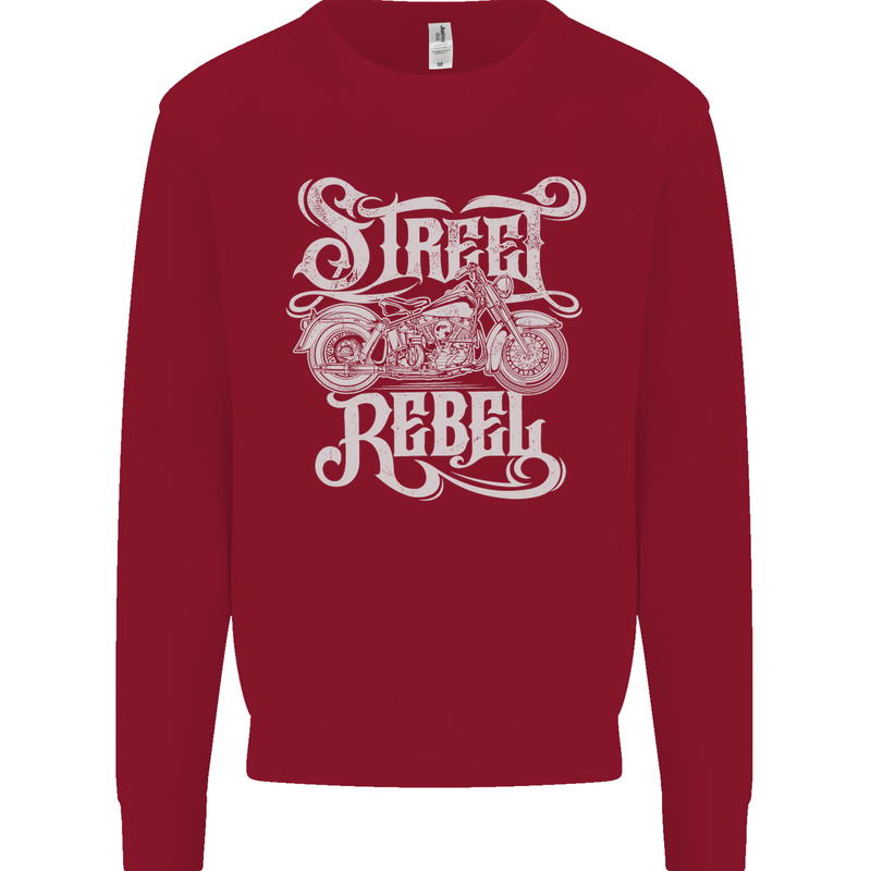Street Rebel Motorcycles Motorbike Biker Kids Sweatshirt Jumper Red