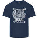 Street Rebel Motorcycles Motorbike Biker Kids T-Shirt Childrens Navy Blue