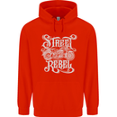 Street Rebel Motorcycles Motorbike Biker Mens 80% Cotton Hoodie Bright Red