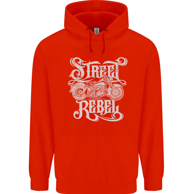 Street Rebel Motorcycles Motorbike Biker Mens 80% Cotton Hoodie Bright Red