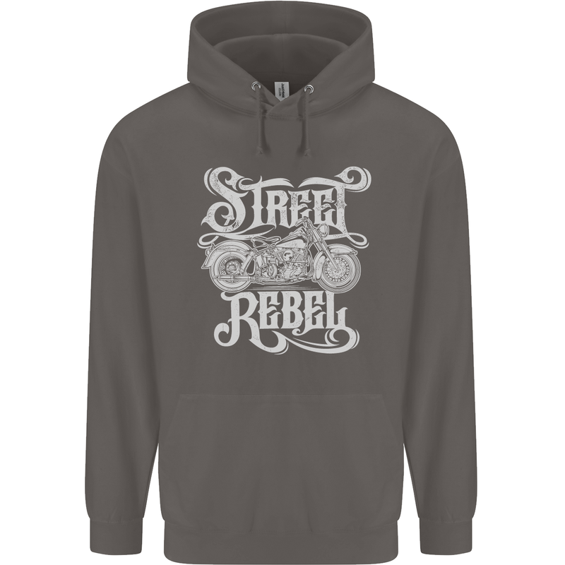Street Rebel Motorcycles Motorbike Biker Mens 80% Cotton Hoodie Charcoal