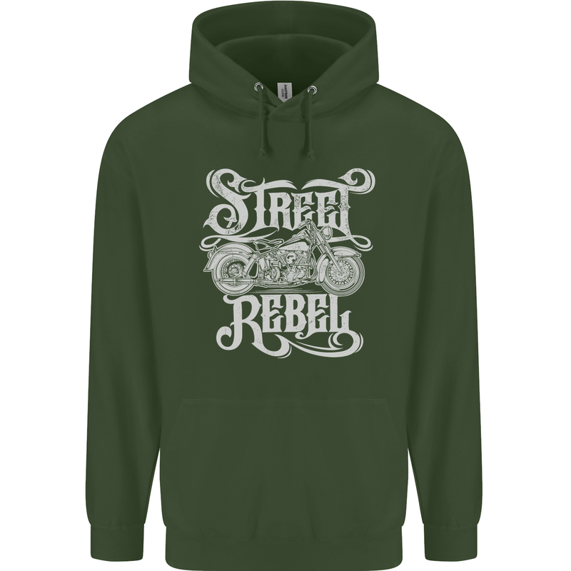 Street Rebel Motorcycles Motorbike Biker Mens 80% Cotton Hoodie Forest Green