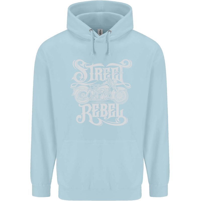 Street Rebel Motorcycles Motorbike Biker Mens 80% Cotton Hoodie Light Blue