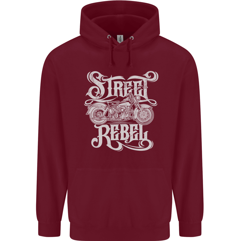 Street Rebel Motorcycles Motorbike Biker Mens 80% Cotton Hoodie Maroon