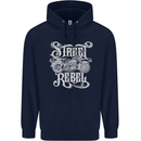 Street Rebel Motorcycles Motorbike Biker Mens 80% Cotton Hoodie Navy Blue