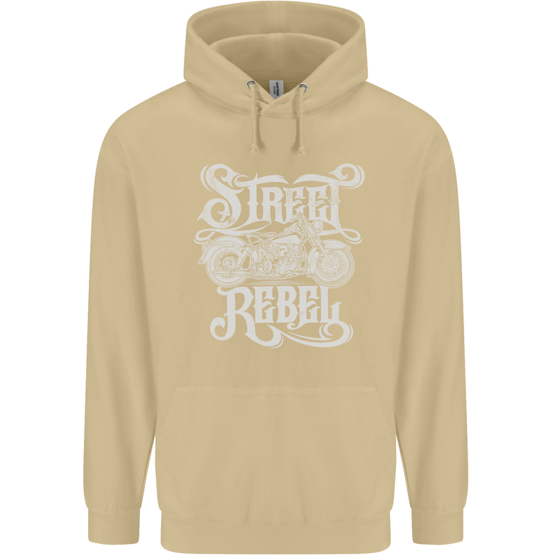 Street Rebel Motorcycles Motorbike Biker Mens 80% Cotton Hoodie Sand