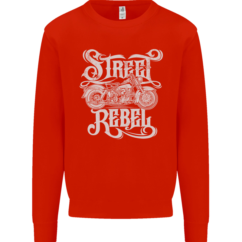Street Rebel Motorcycles Motorbike Biker Mens Sweatshirt Jumper Bright Red