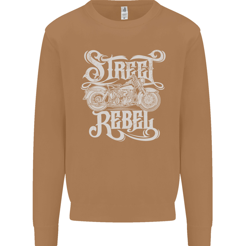 Street Rebel Motorcycles Motorbike Biker Mens Sweatshirt Jumper Caramel Latte