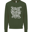 Street Rebel Motorcycles Motorbike Biker Mens Sweatshirt Jumper Forest Green